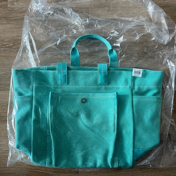 NWOT Tiffany Canvas Tote Bag w/ Leather Trim - Picture 2 of 11